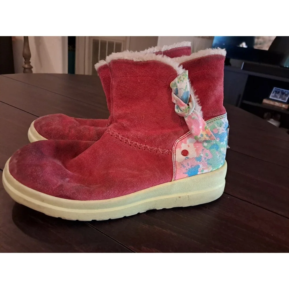 I Heart Ugg Metallic Splash Boots Pink Girls Size 8